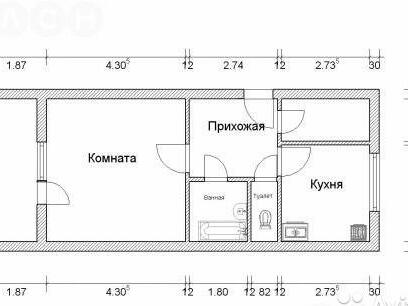 План однокомнатной квартиры с размерами чертеж